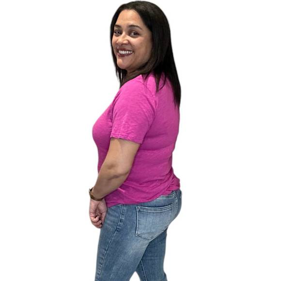 NEW BOBI shoulder seam v neck tee shirt in petunia - Picture 3 of 3